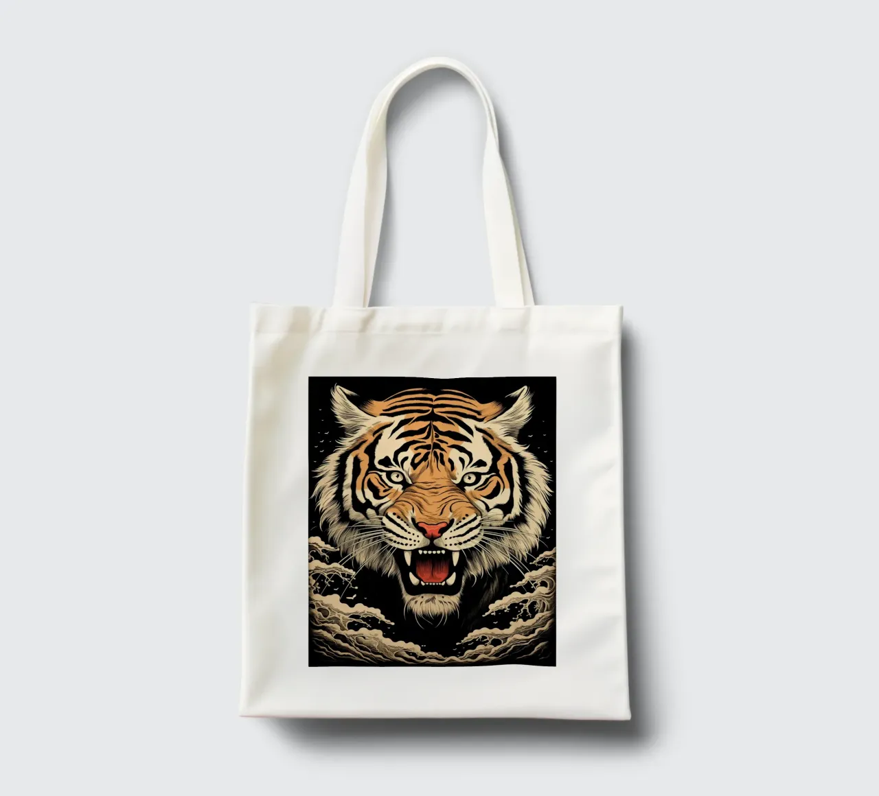 Xilografia della tigre giapponese borsa in juta da Autofocus