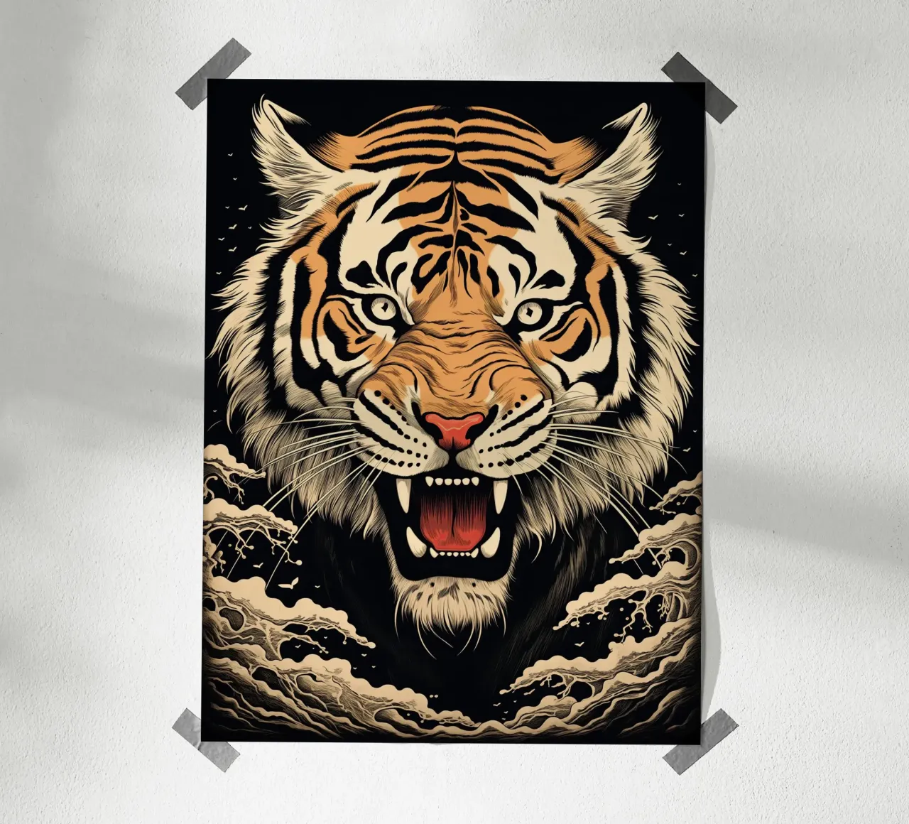 Xilografia della tigre giapponese carta hahnemühle da Autofocus