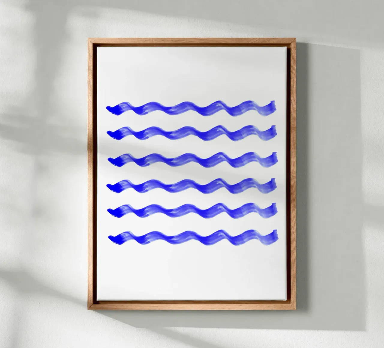 Indigo golven canvas met Baklijst van color&shape