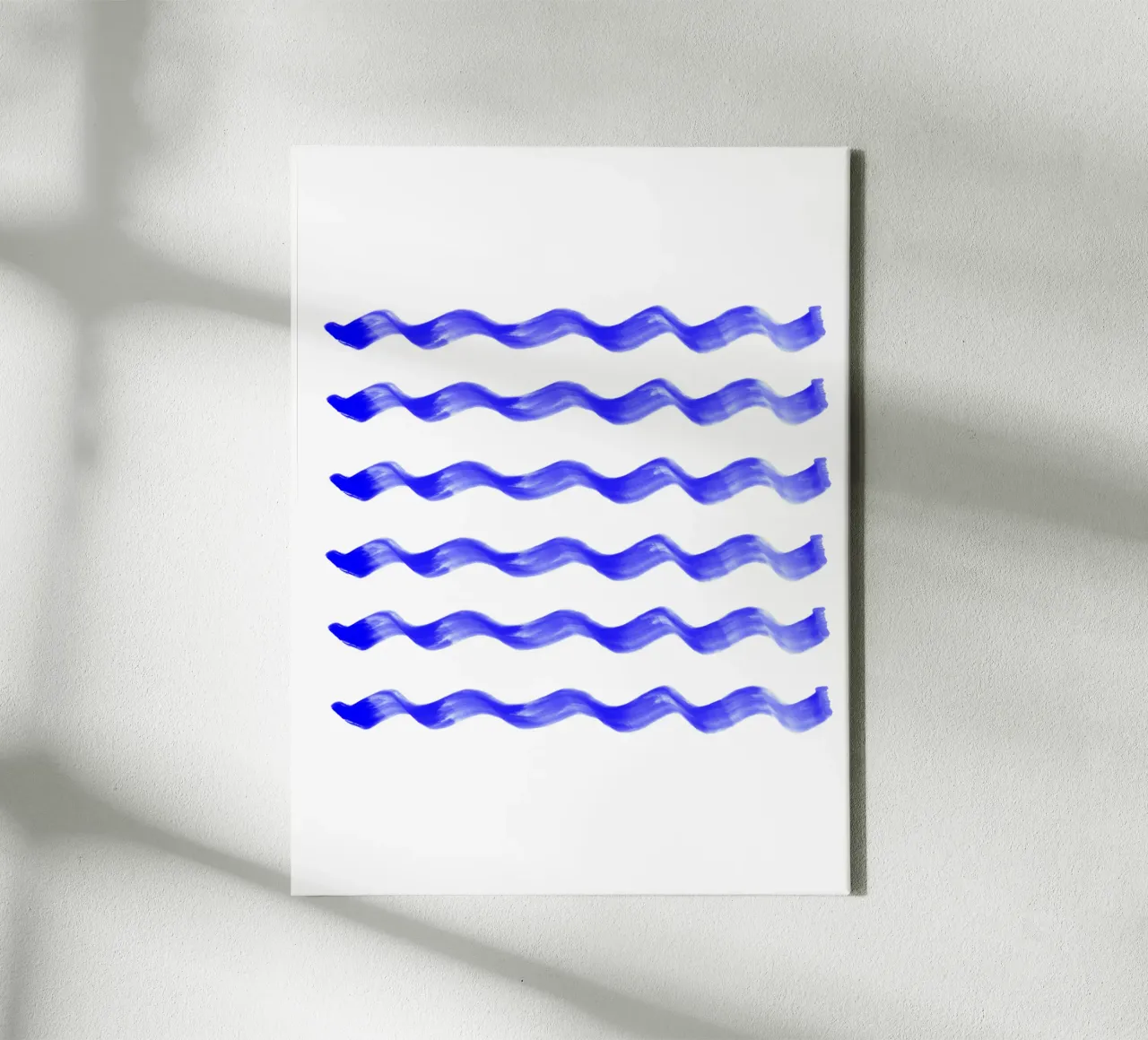 Indigo golven canvas met Baklijst van color&shape