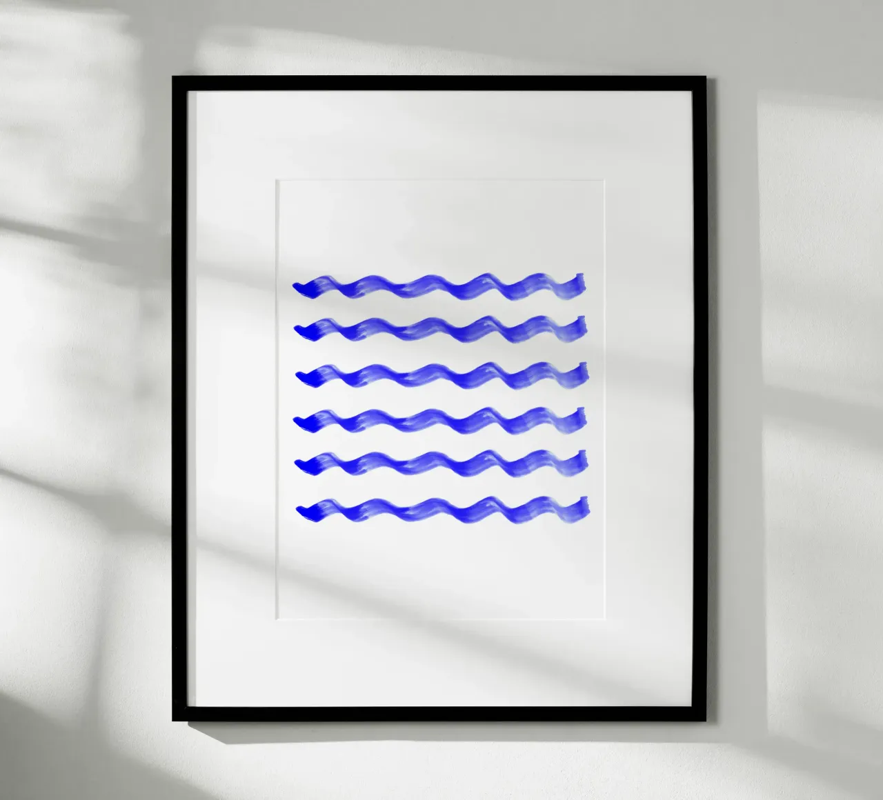 Onde indaco poster con telaio in legno da color&shape