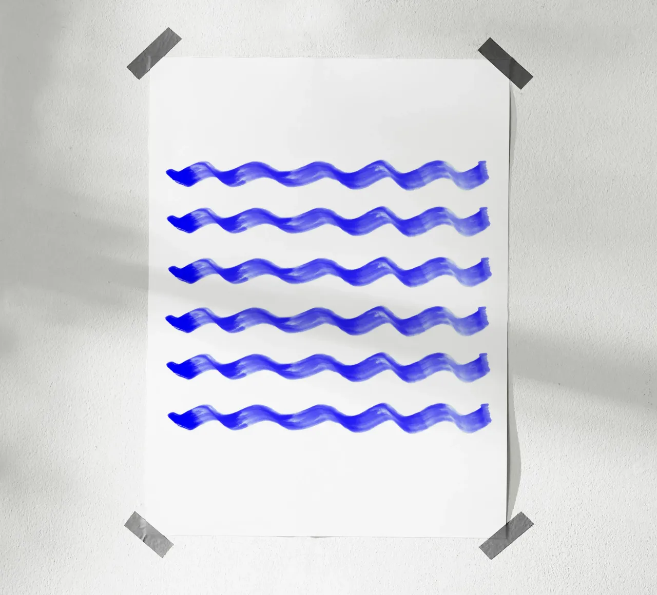 Onde indaco poster con telaio in legno da color&shape