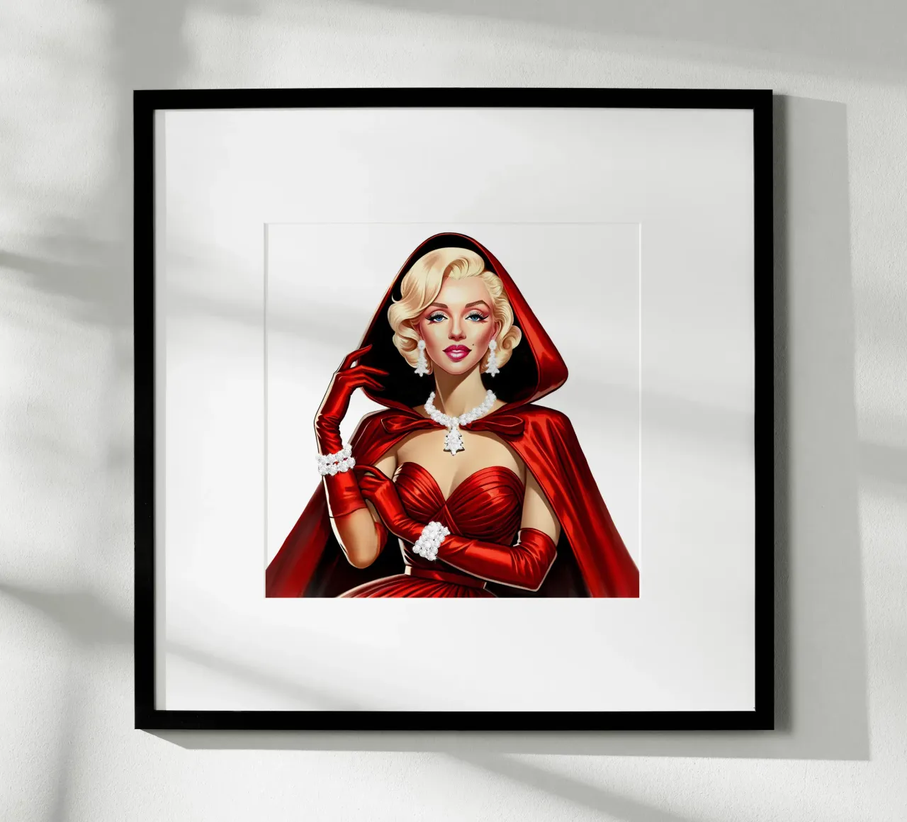 Marilyn come Cappuccetto Rosso poster con telaio in alluminio da ARTOMATIC