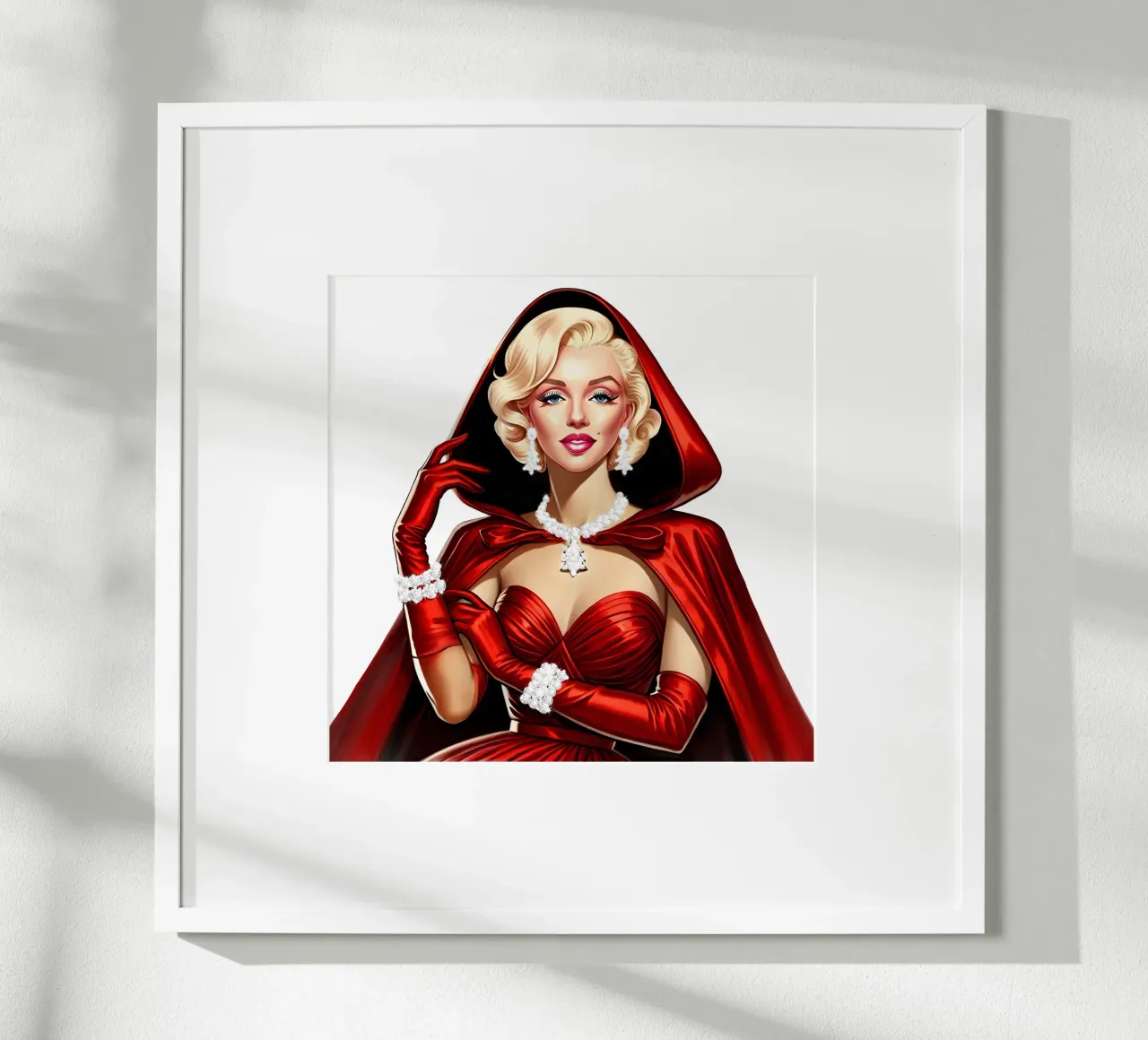 Marilyn come Cappuccetto Rosso poster con telaio in alluminio da ARTOMATIC