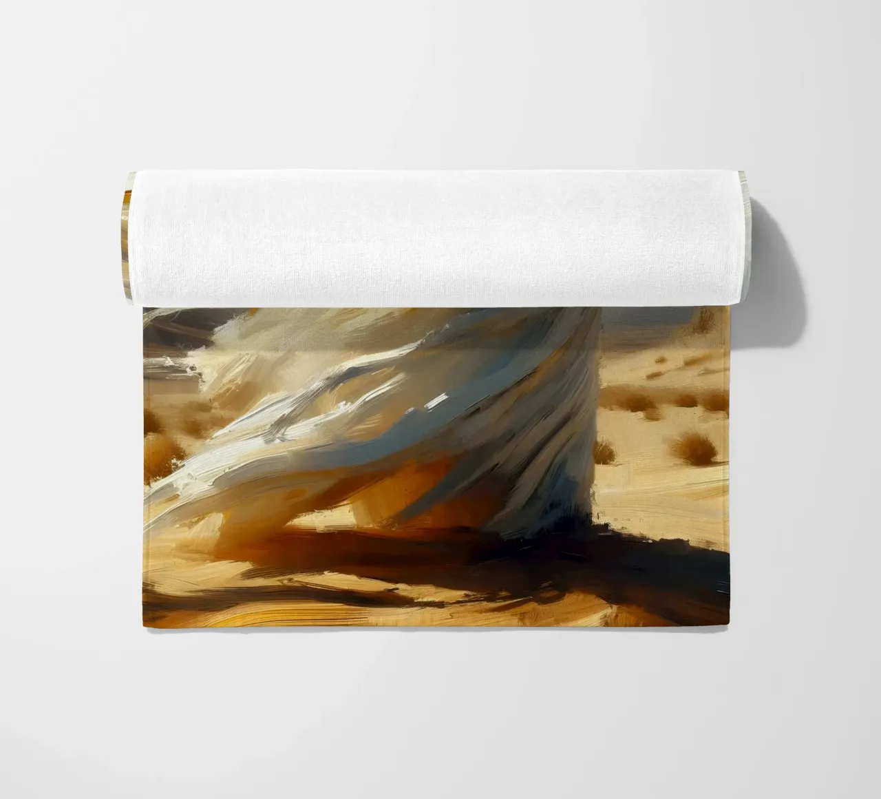 Woman in the desert - Impasto style painting beach towel by nomad