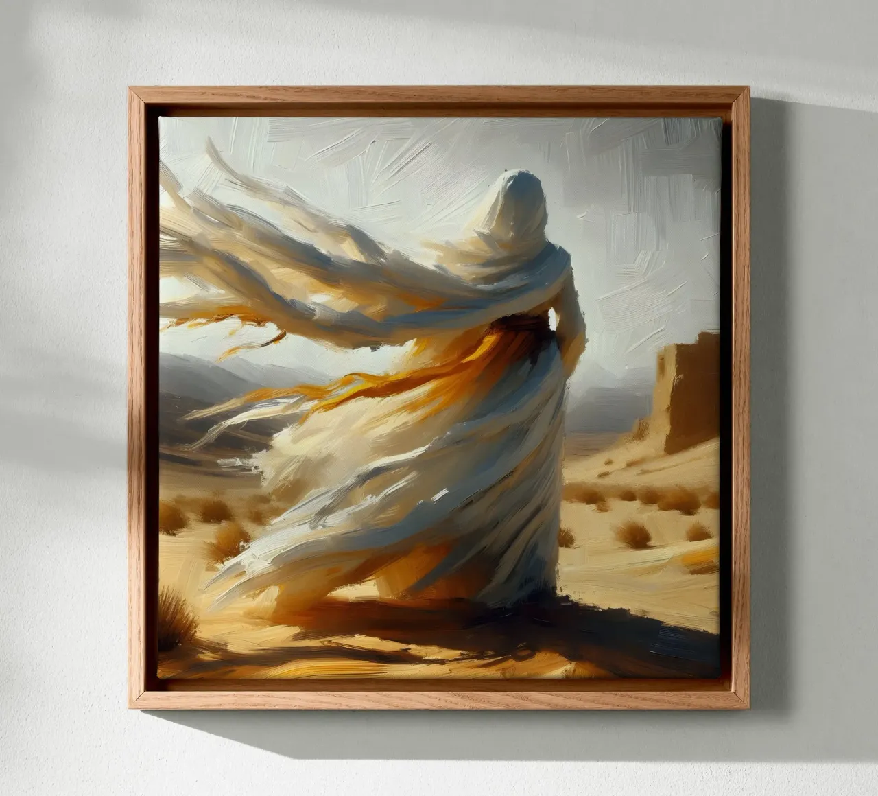 Donna nel deserto - Impasto tela con Cornice a cassetta da nomad