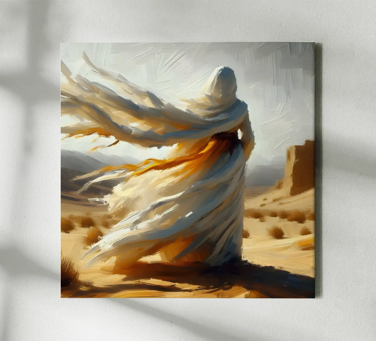 Donna nel deserto - Impasto tela con Cornice a cassetta da nomad
