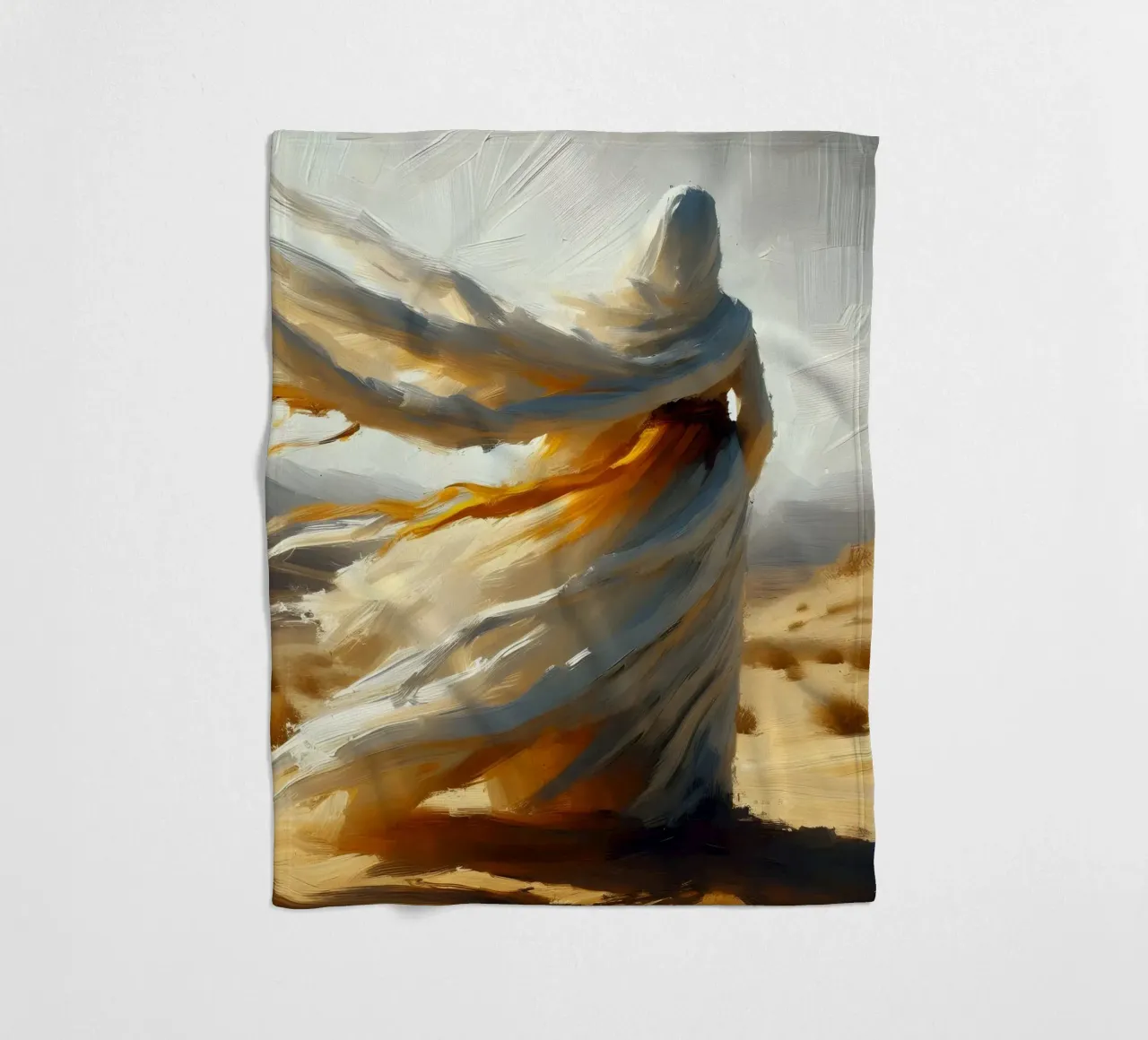 Woman in the desert - Impasto style painting fleece blanket by nomad