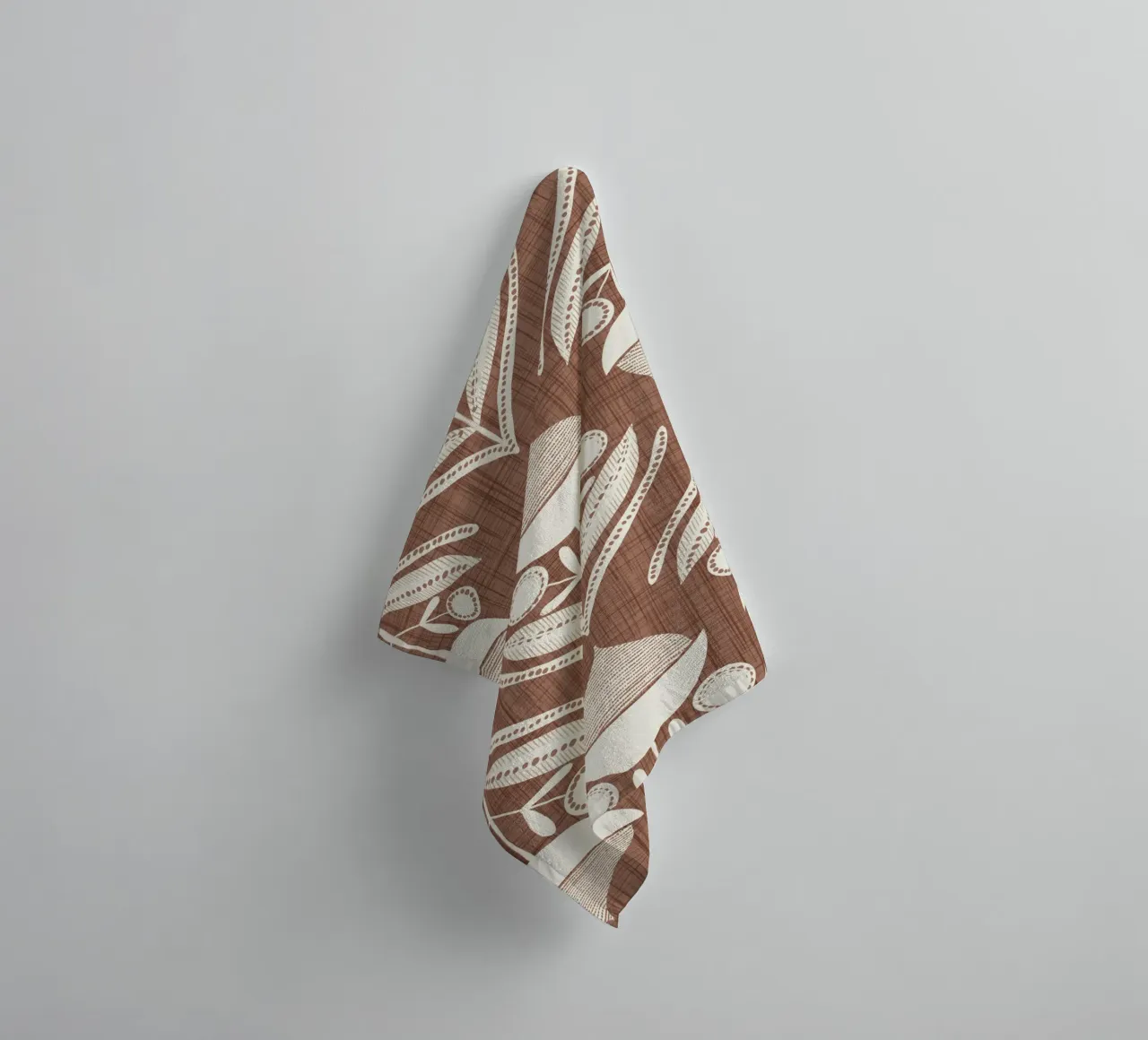 Volk Bloem Mokka Mousse - Mid Eeuw Modern Botanisch badhanddoek van susanacosta