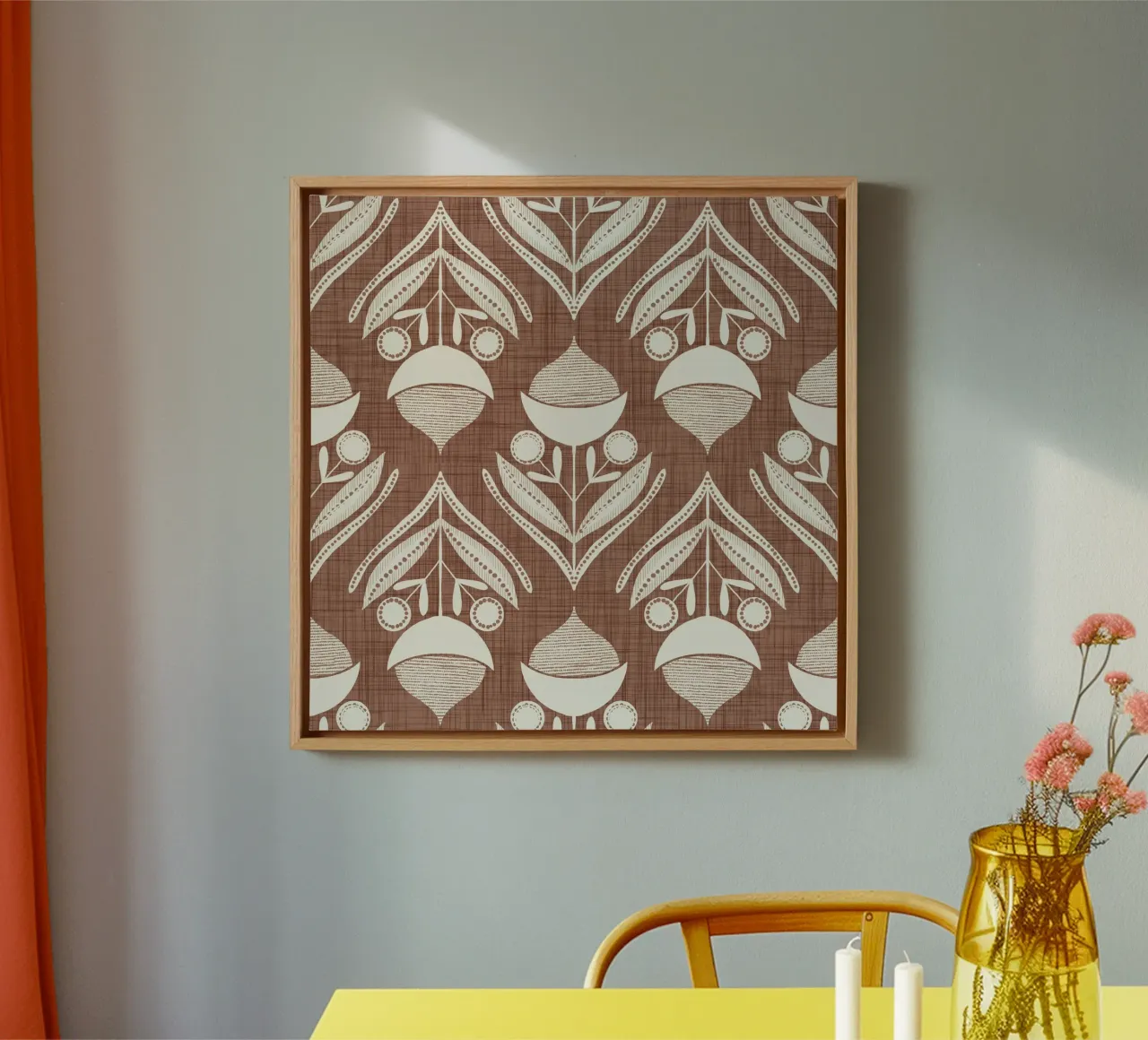 Volk Bloem Mokka Mousse - Mid Eeuw Modern Botanisch canvas van susanacosta