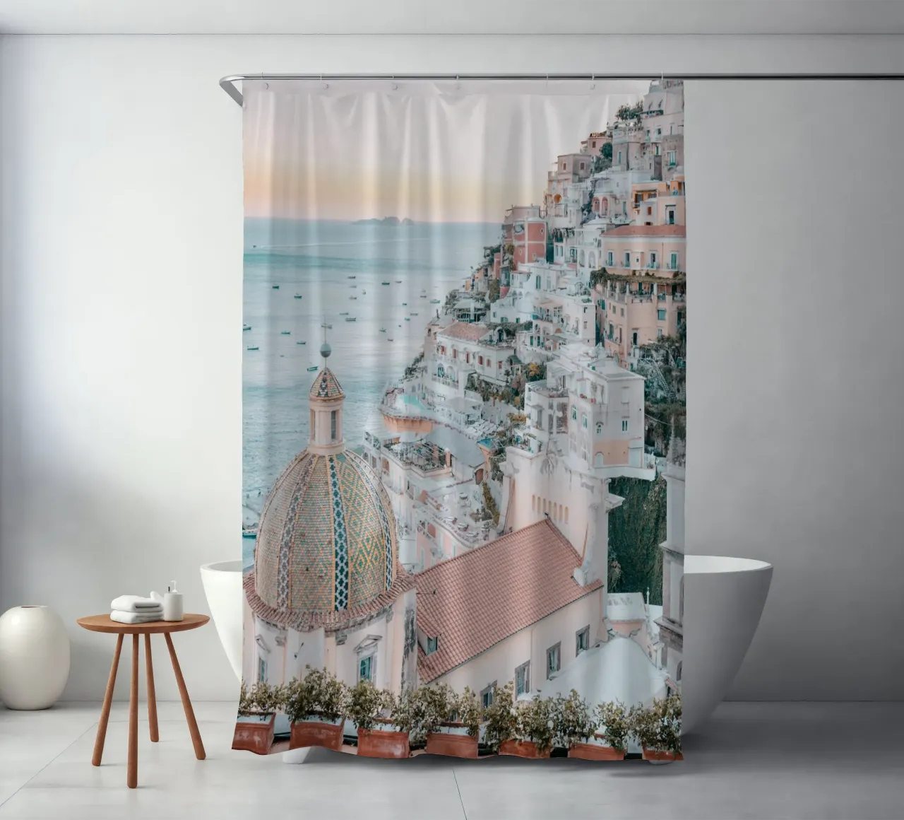 Amalfi Coast Positano Photograph Print, La Dolce Vita shower curtain by TheTravelClub
