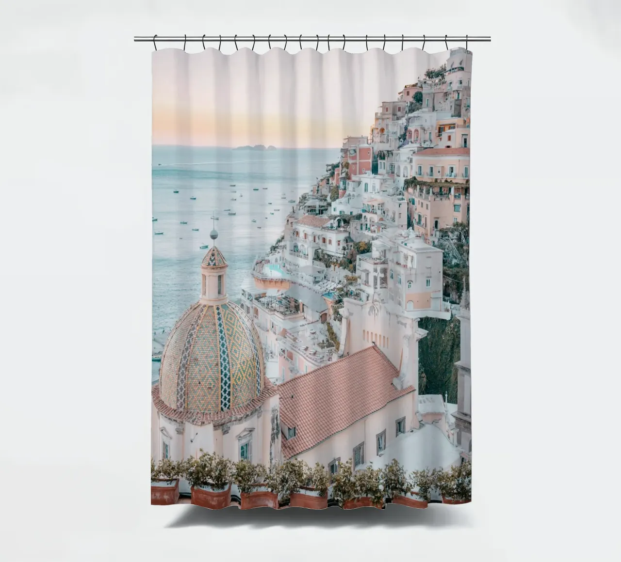 Amalfi Coast Positano Photograph Print, La Dolce Vita shower curtain by TheTravelClub