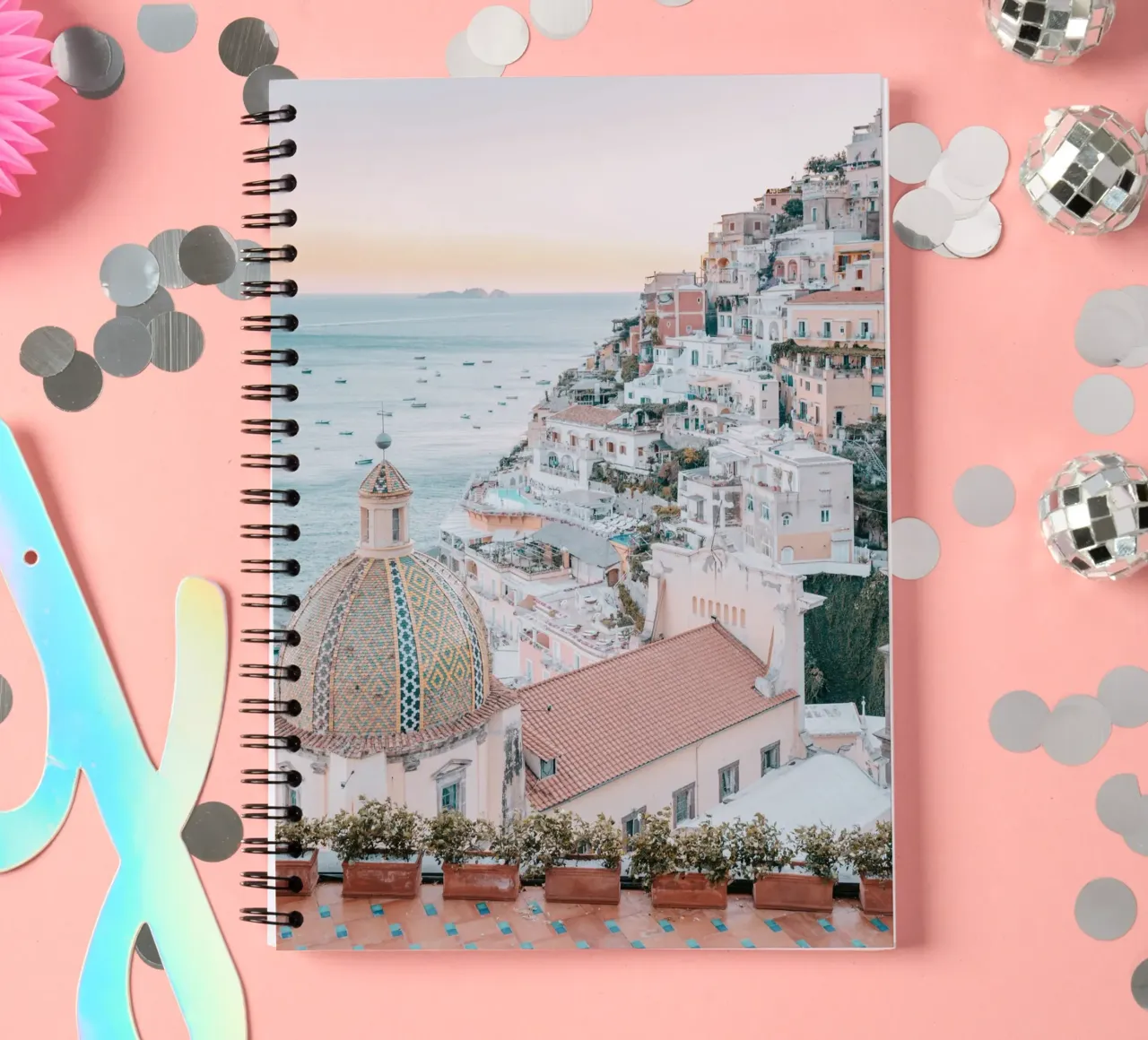 Amalfi Coast Positano Photograph Print, La Dolce Vita spiral notebook by TheTravelClub