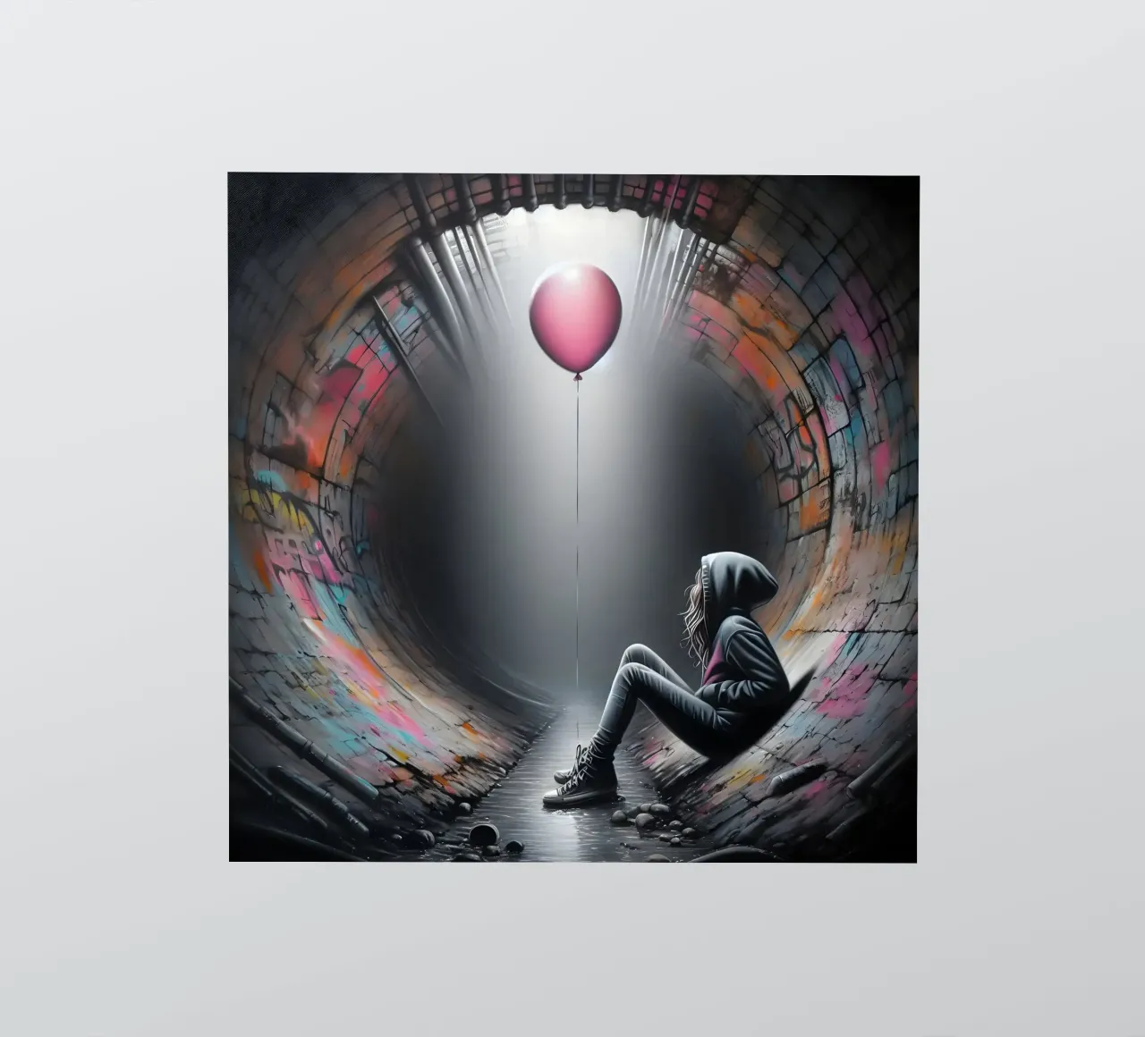 Girl with red balloon sticker by nomad
