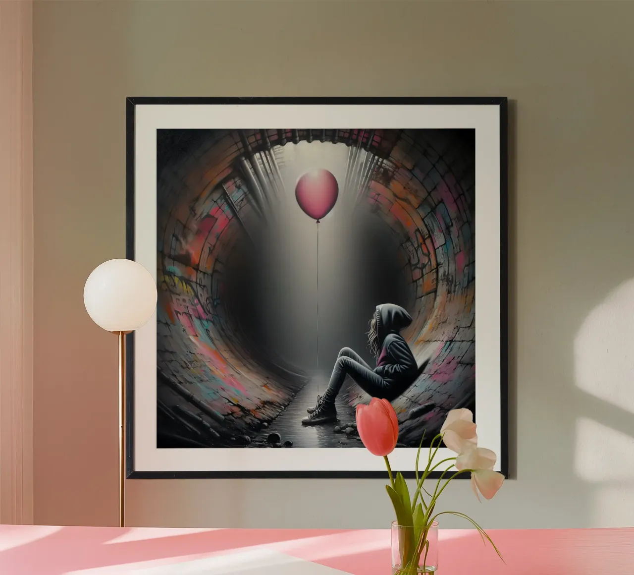 Ragazza con palloncino rosso carta hahnemühle da nomad