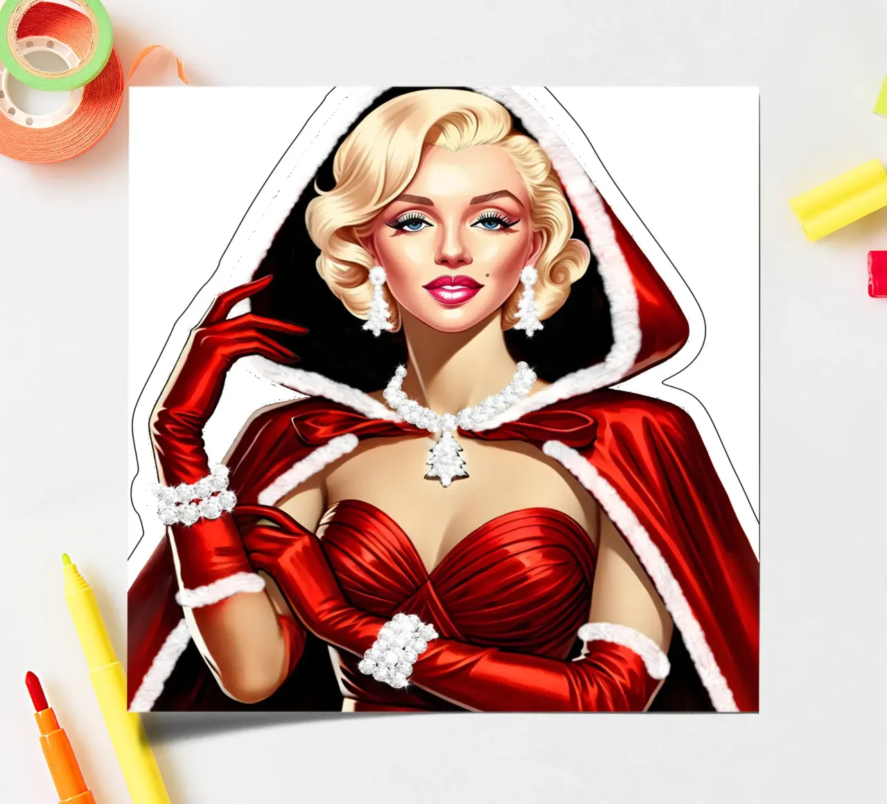 Marilyn As Santa Claus sticker sheet by ARTOMATIC