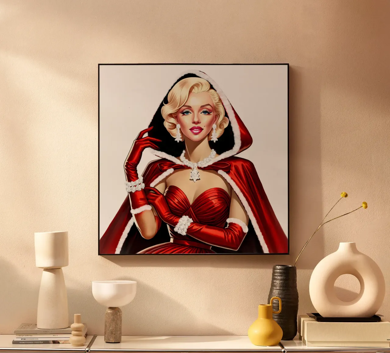 Marilyn como Papá Noel metacrilato de ARTOMATIC