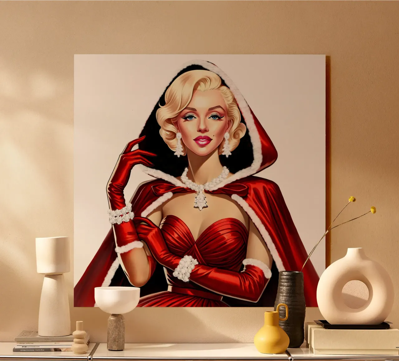 Marilyn como Papá Noel metacrilato de ARTOMATIC