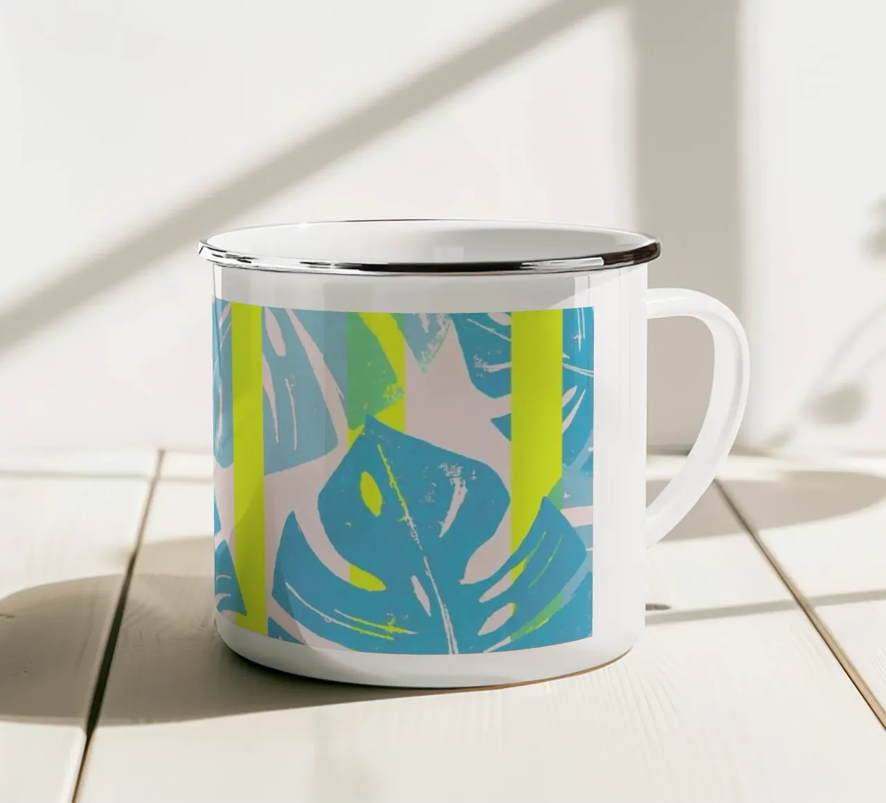 Monstera Neon tazza in smalto da Bianca Green