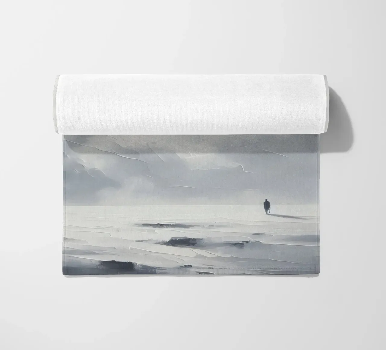 Snow walker - minimalist landscape painting beach towel by nomad