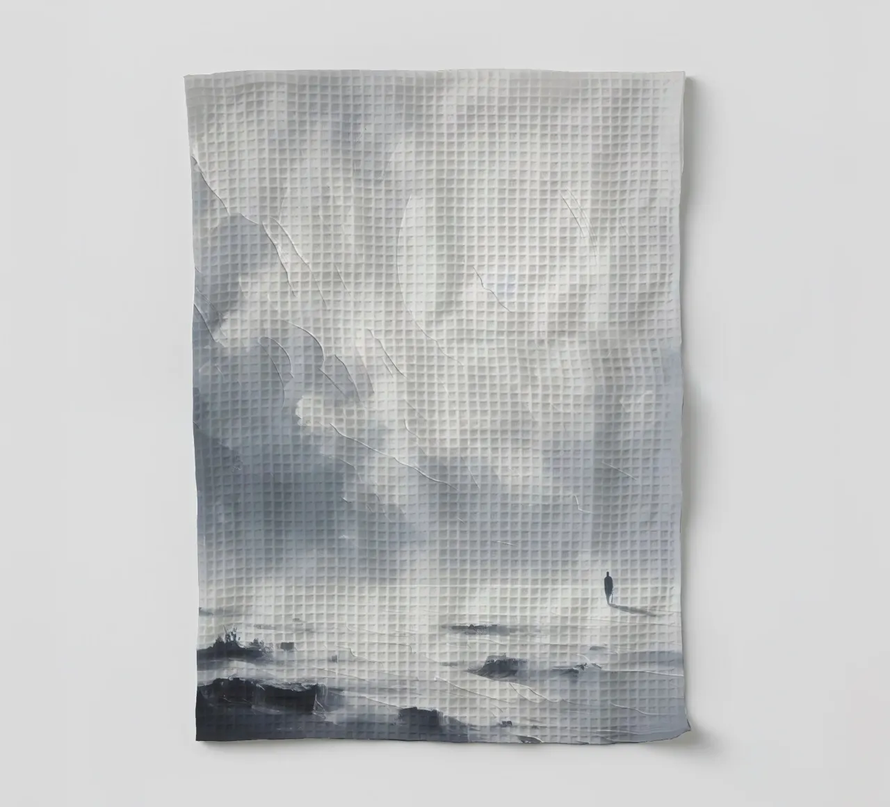 Snow walker - minimalist landscape painting tea towel by nomad