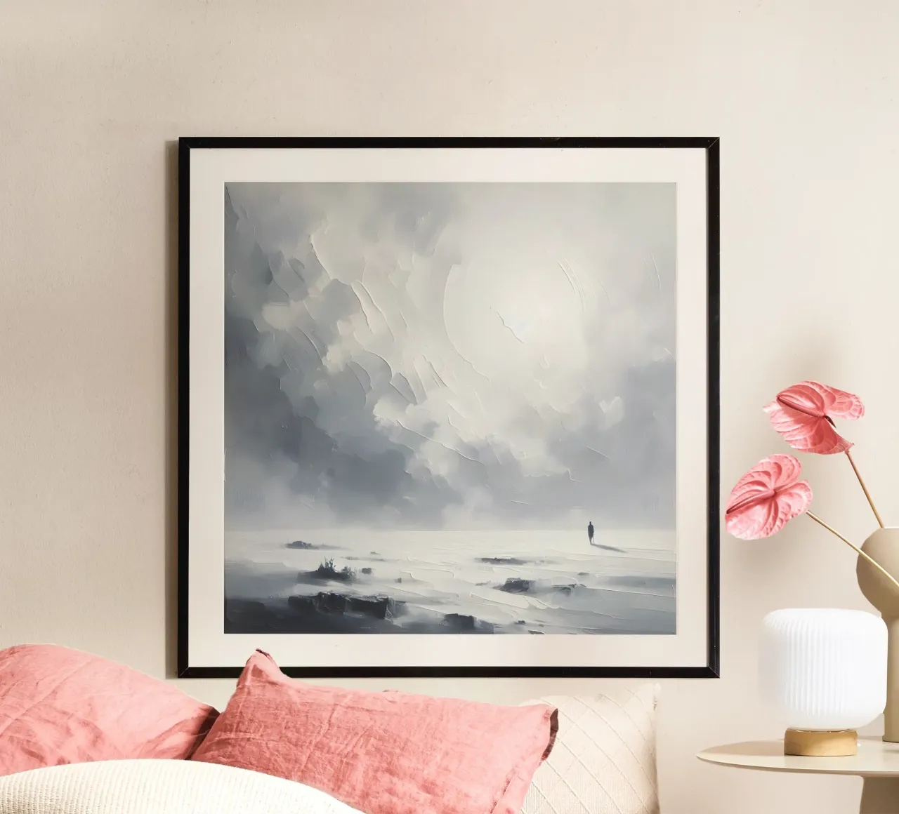 Schneewanderer - minimalistisches Landschafts-Gemälde Poster von nomad
