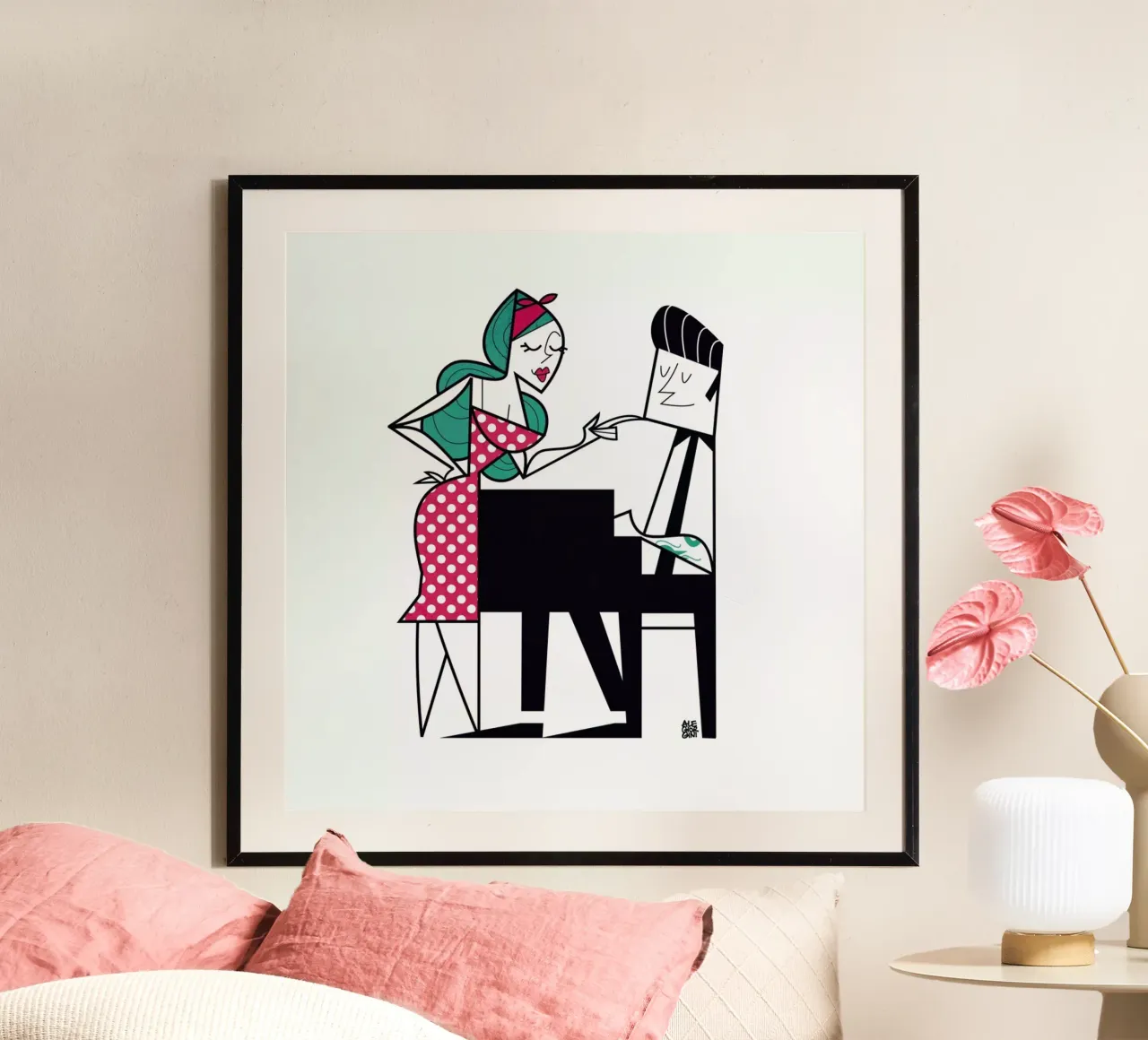 Play it again poster con telaio in legno da Ale Giorgini