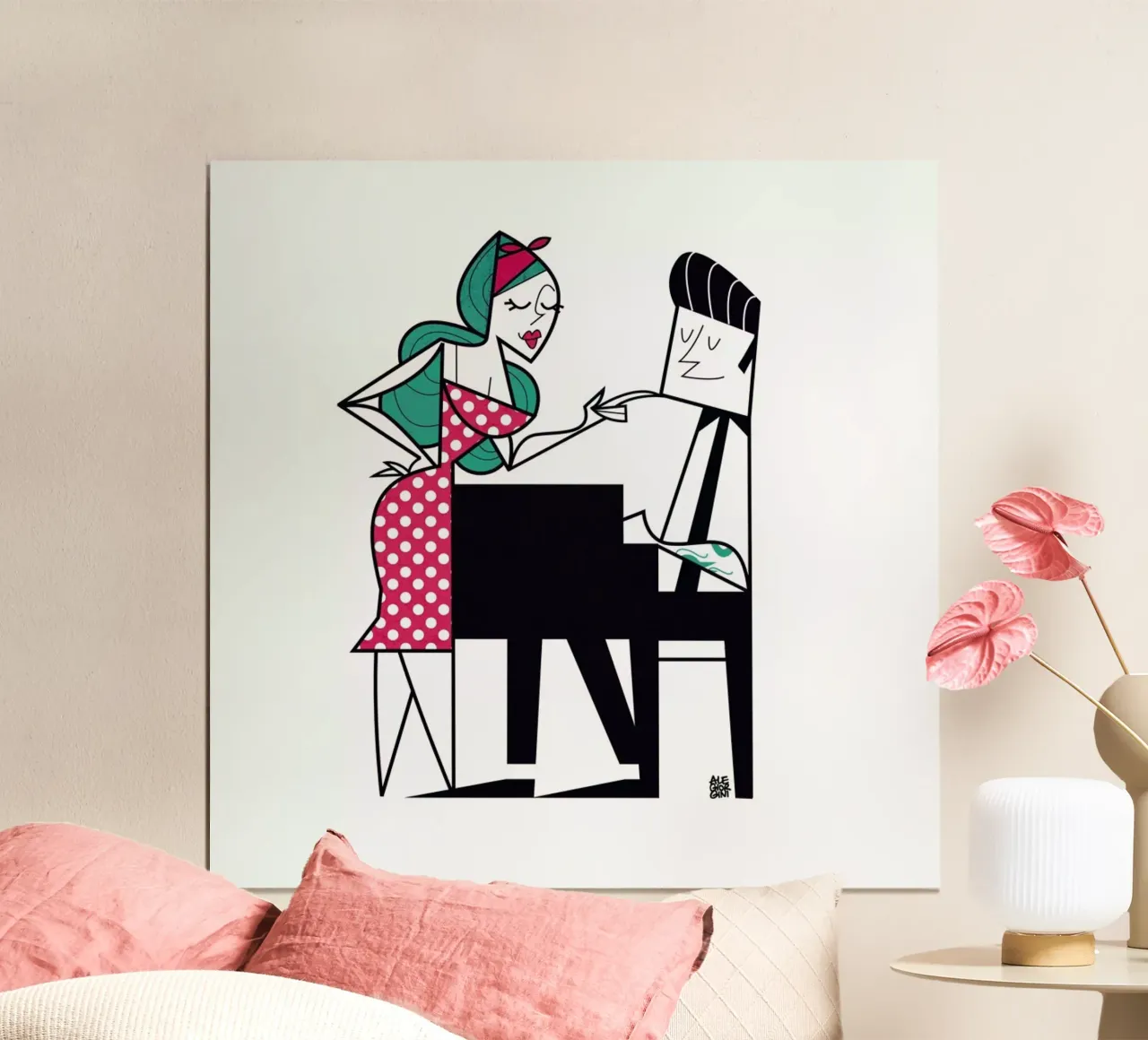 Play it again poster con telaio in legno da Ale Giorgini