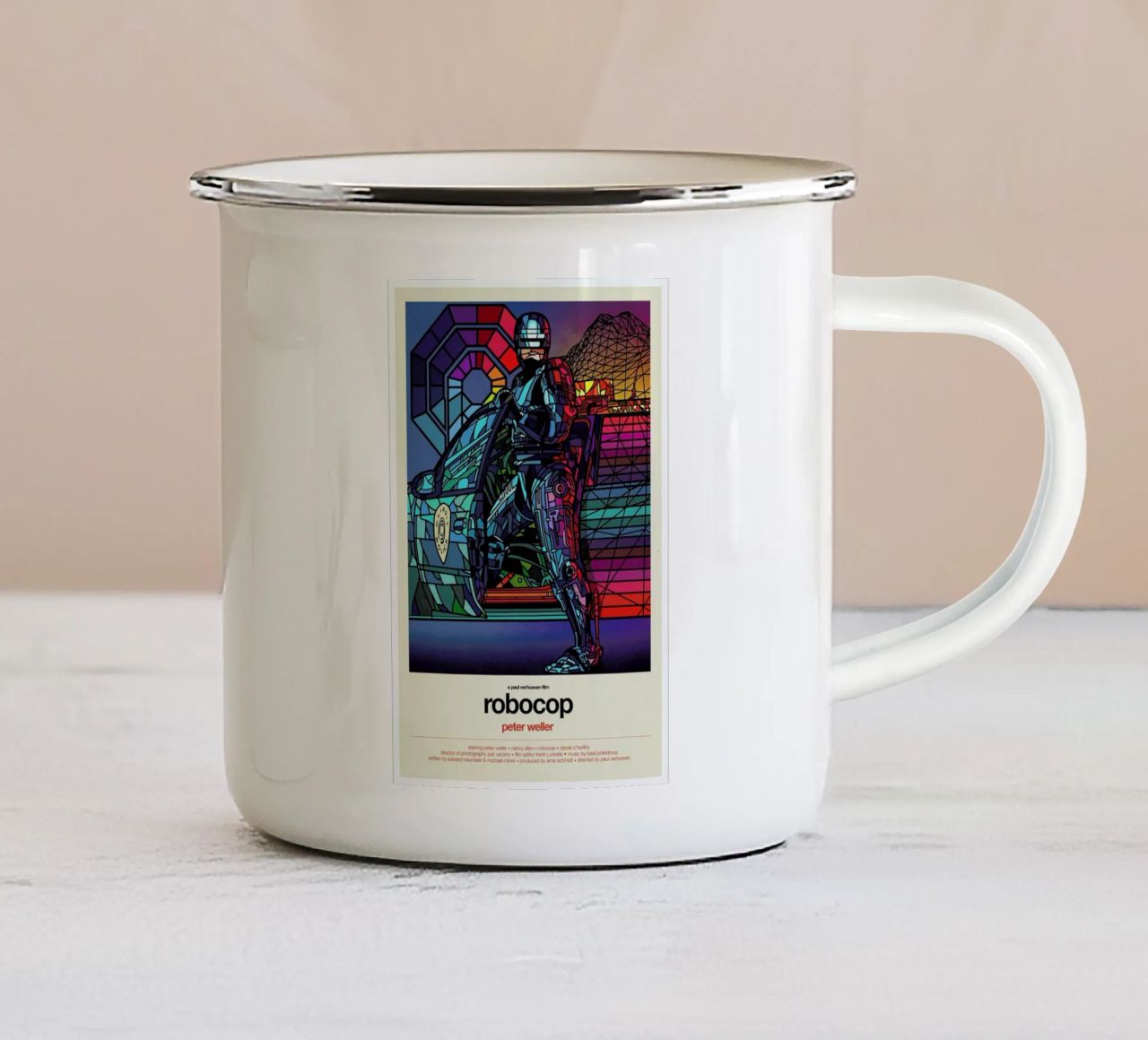Robocop tazza in smalto da Van Orton Design