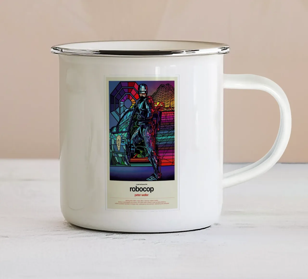 Robocop tazza in smalto da Van Orton Design