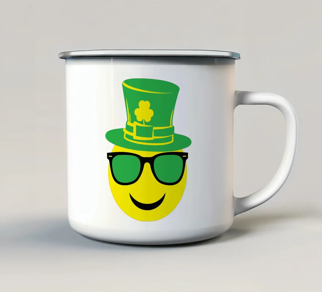 st patrick emoticon grappig kunstontwerp emaille mok van onefeelshop