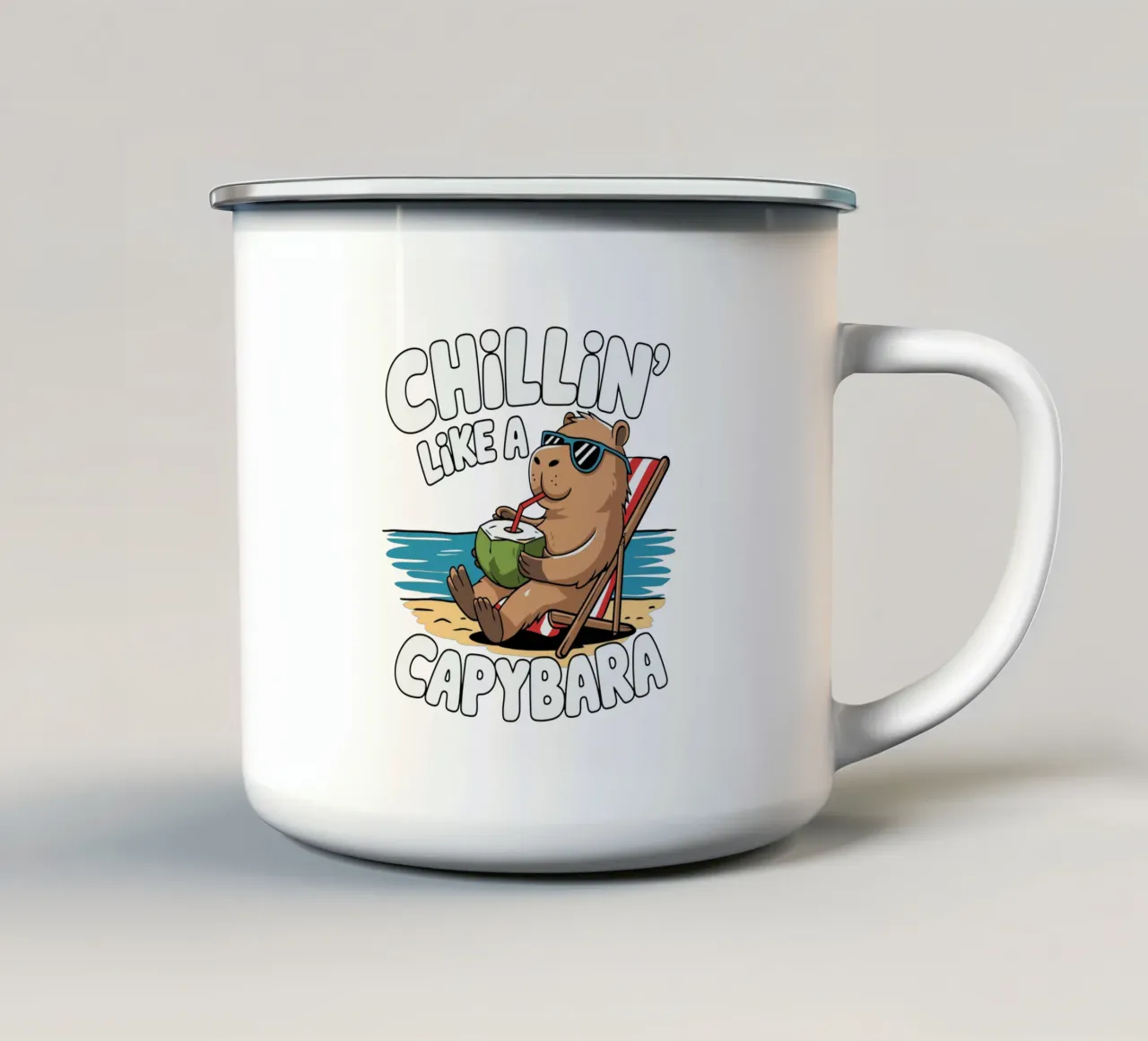 Chillin' like a capybara emaille mok van edsonramosart