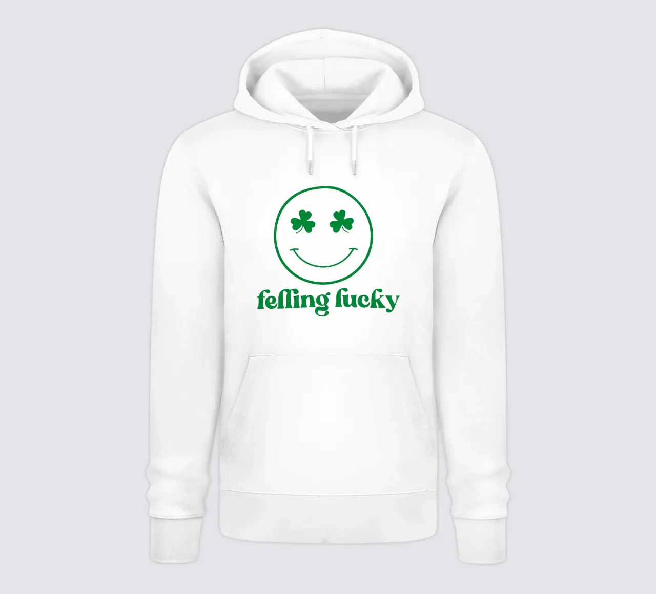 felling lucky st patrick smile emoticon funny art design felpa con cappuccio da onefeelshop
