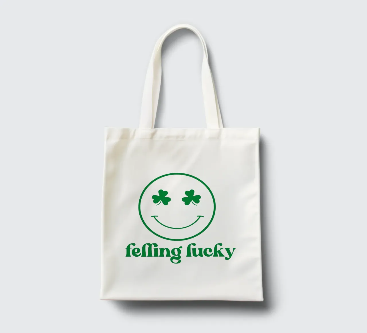 Glücksgefühl st patrick lächeln emoticon lustig kunst design Jutebeutel von onefeelshop