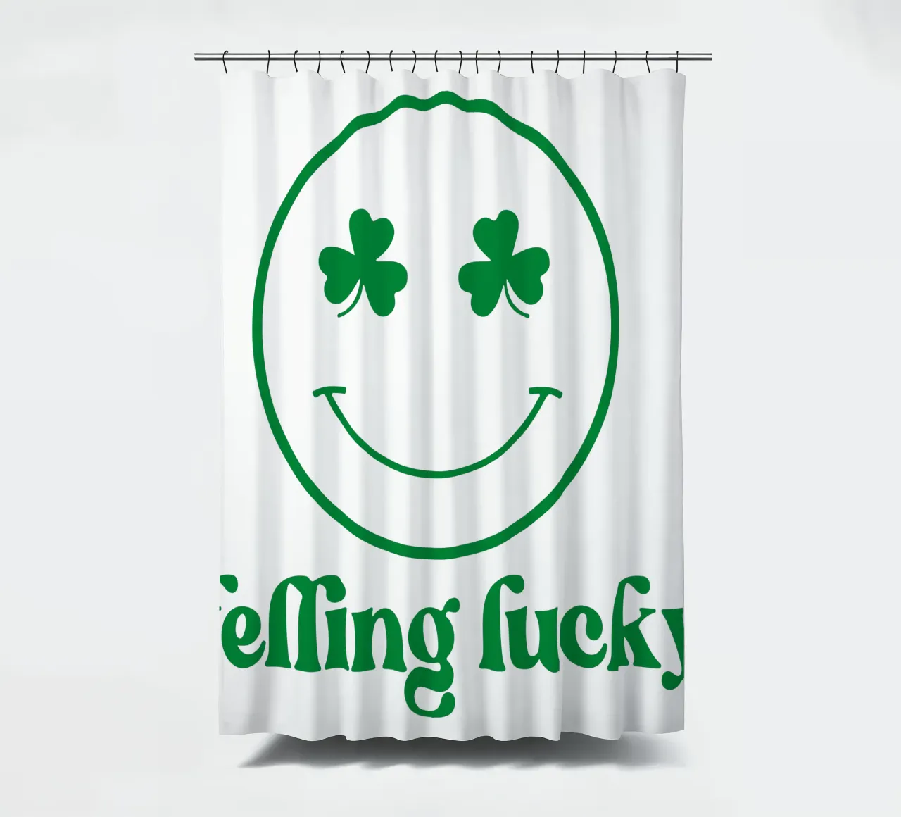 felling lucky st patrick smile emoticon funny art design tenda da doccia da onefeelshop