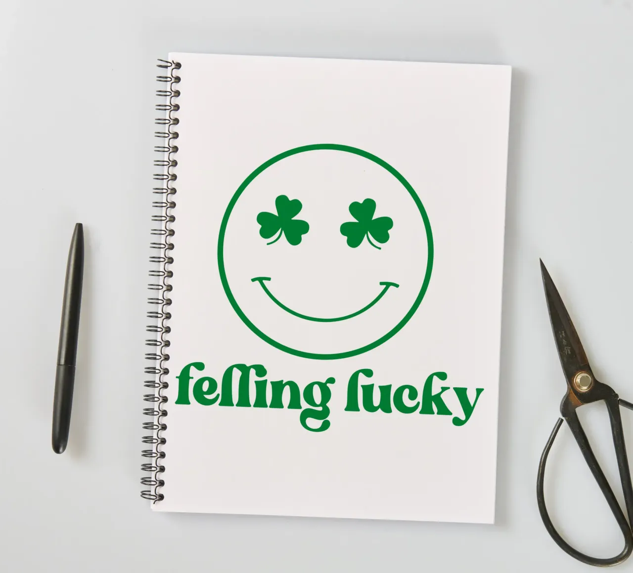 felling lucky st patrick smile emoticon funny art design spiral notebook by onefeelshop