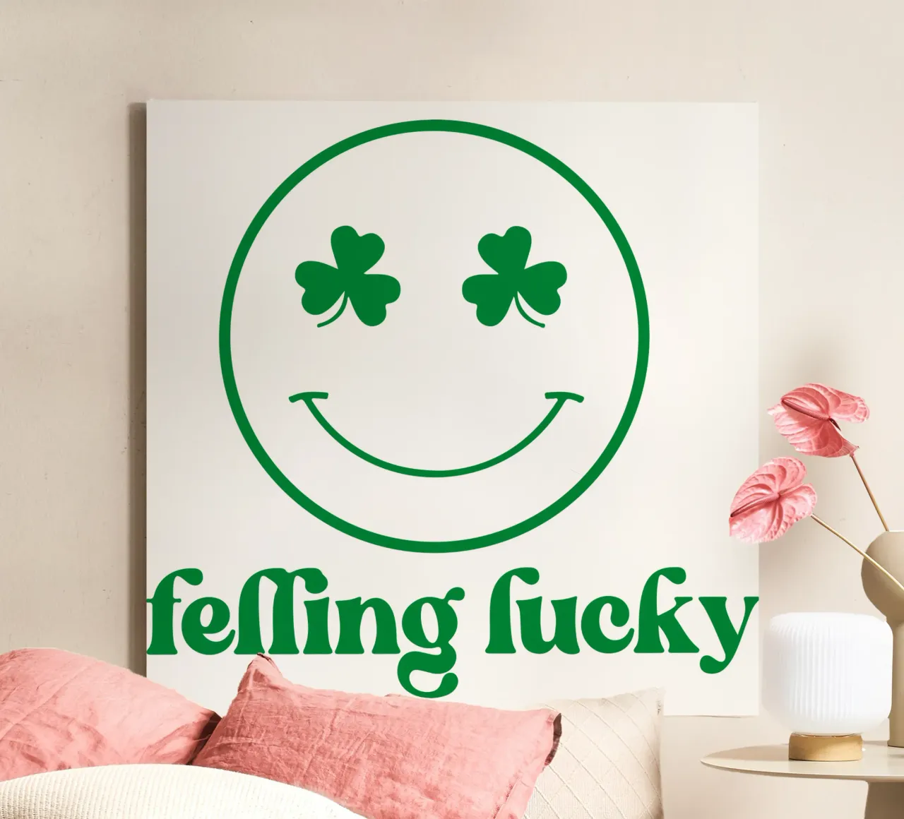 felling lucky st patrick smile emoticon funny art design tela da onefeelshop