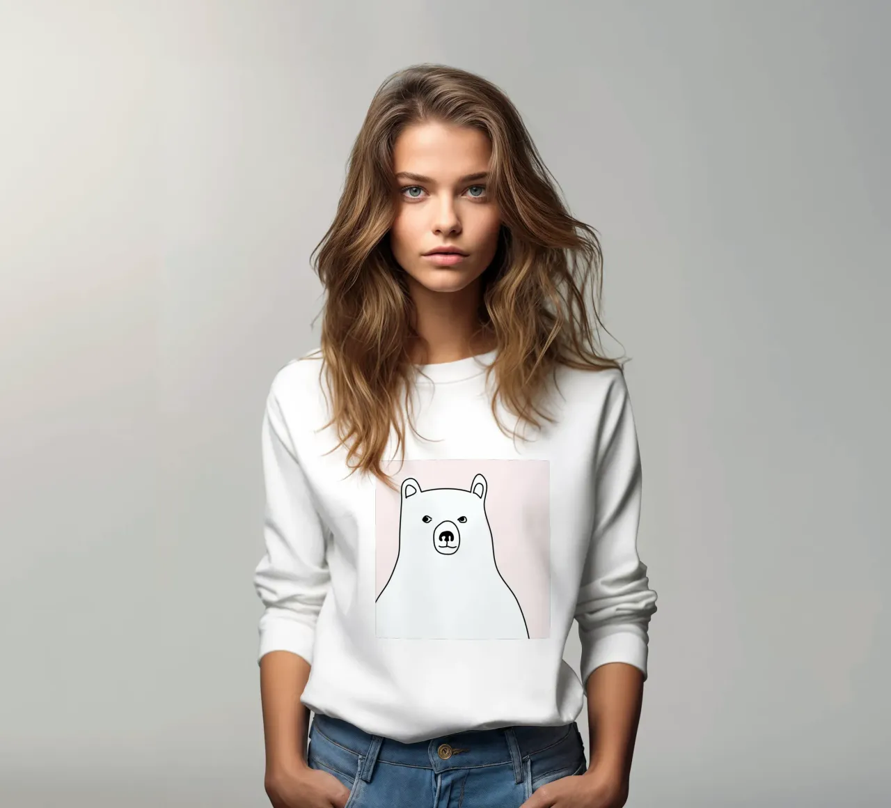 Bear in a Pink Square sweatshirt by Christina Heitmann