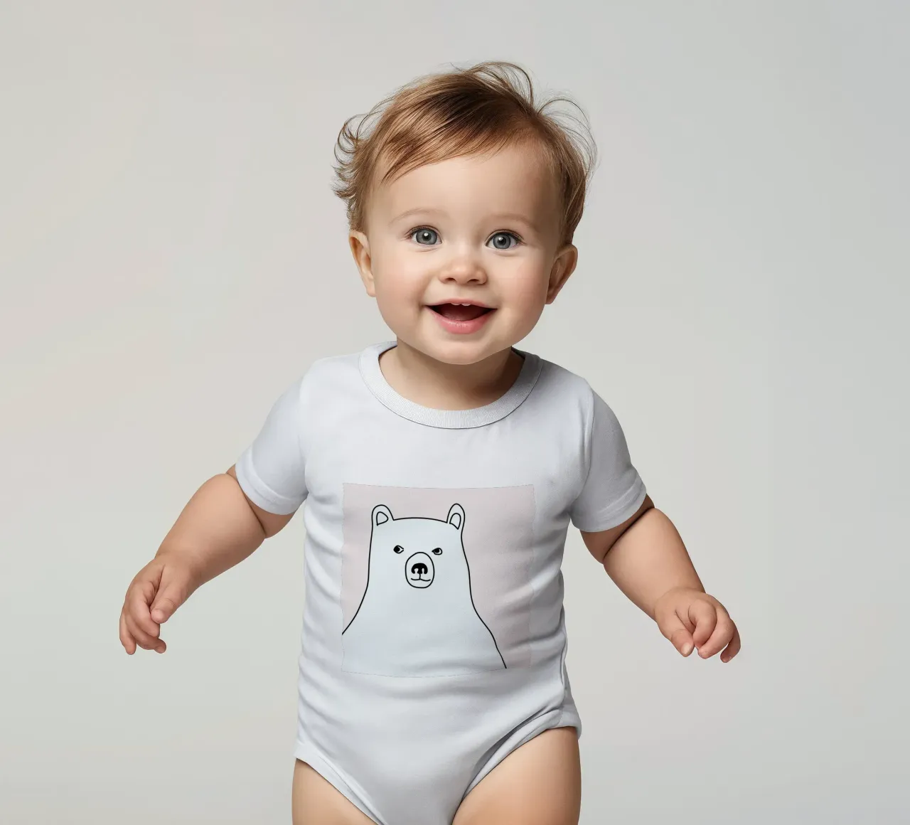 Bear in a Pink Square body neonato maniche corte da Christina Heitmann