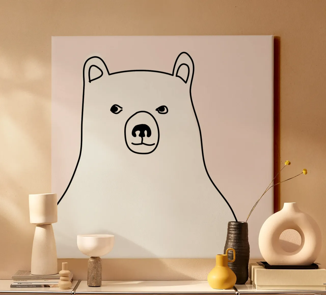 Bear in a Pink Square tela con Cornice a cassetta da Christina Heitmann