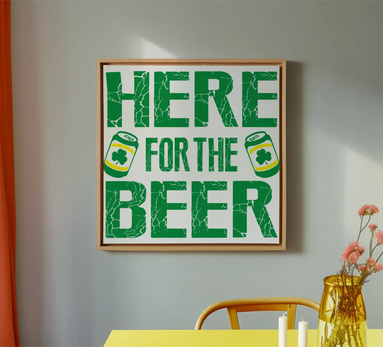 San Patrizio, qui per la birra, divertente design artistico tela con Cornice a cassetta da onefeelshop