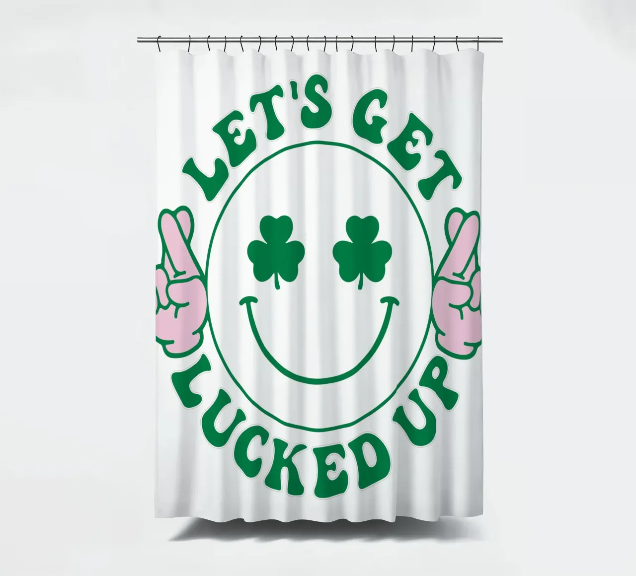 st patrick lets get lucked up funny art design shower curtain by onefeelshop