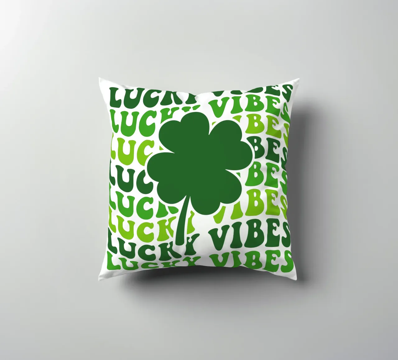 st patrick lucky vibes funny art design decorative cushion by onefeelshop