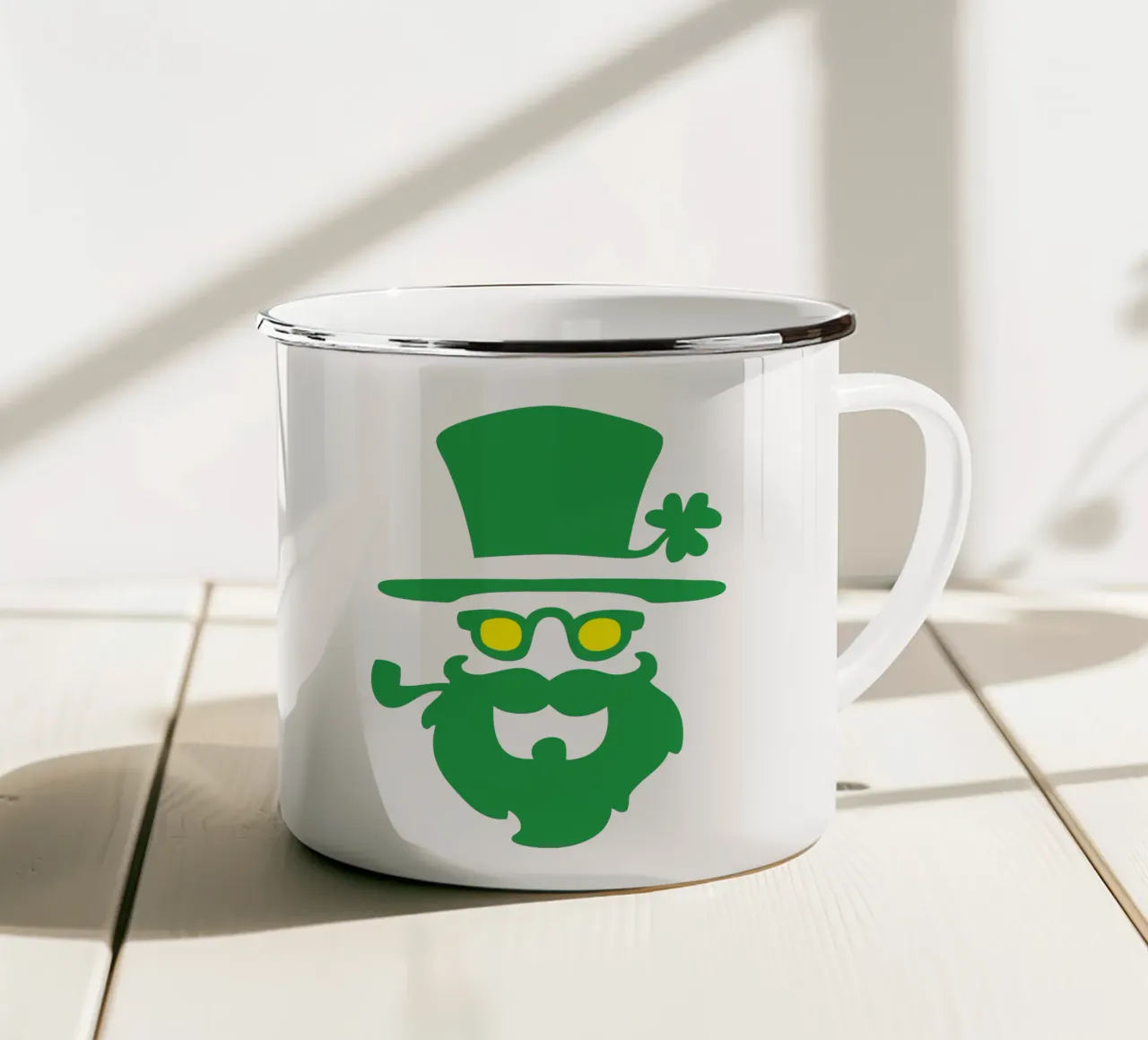 baffi di san patrizio design iconico tazza in smalto da onefeelshop