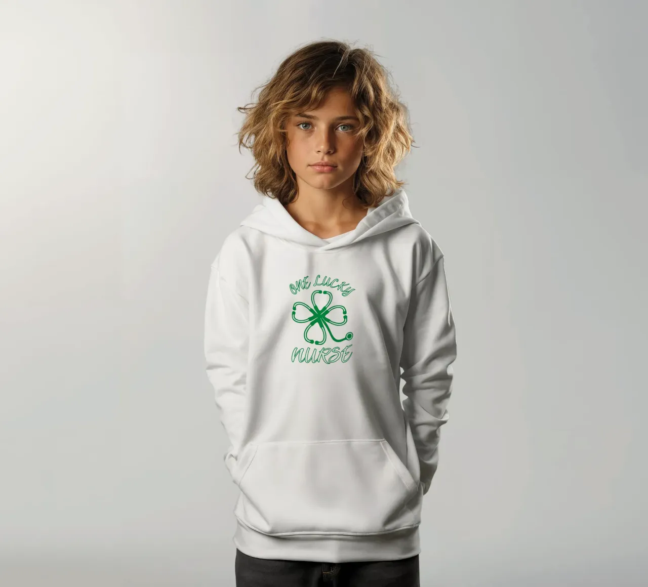 Infirmière St Patrick art design sweat à capuche enfant de onefeelshop