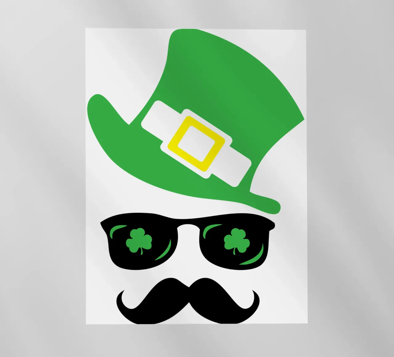 emoticon di San Patrizio con i baffi, design iconico pellicola backlit da onefeelshop