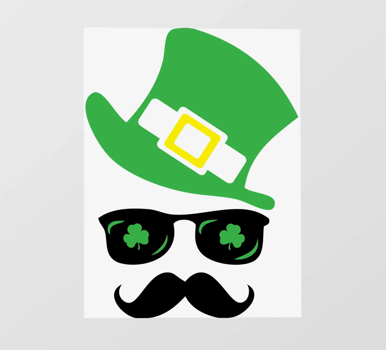 emoticon di San Patrizio con i baffi, design iconico telo in pvc da onefeelshop