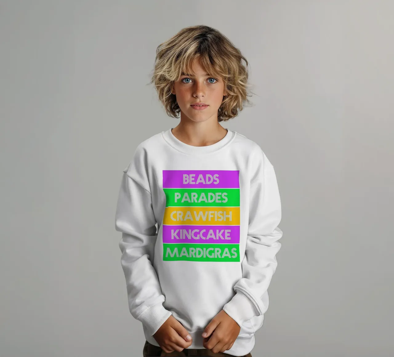 mardigras quotes design kids sweatshirt by onefeelshop