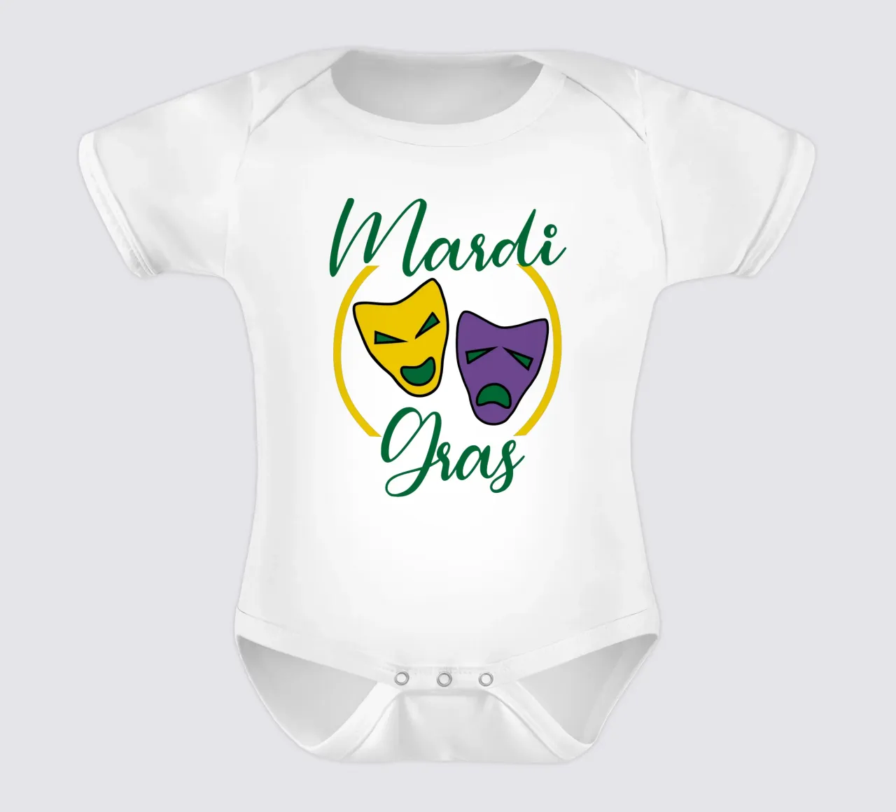 mardigras masker grappig art design babyrompertje korte mouwen van onefeelshop