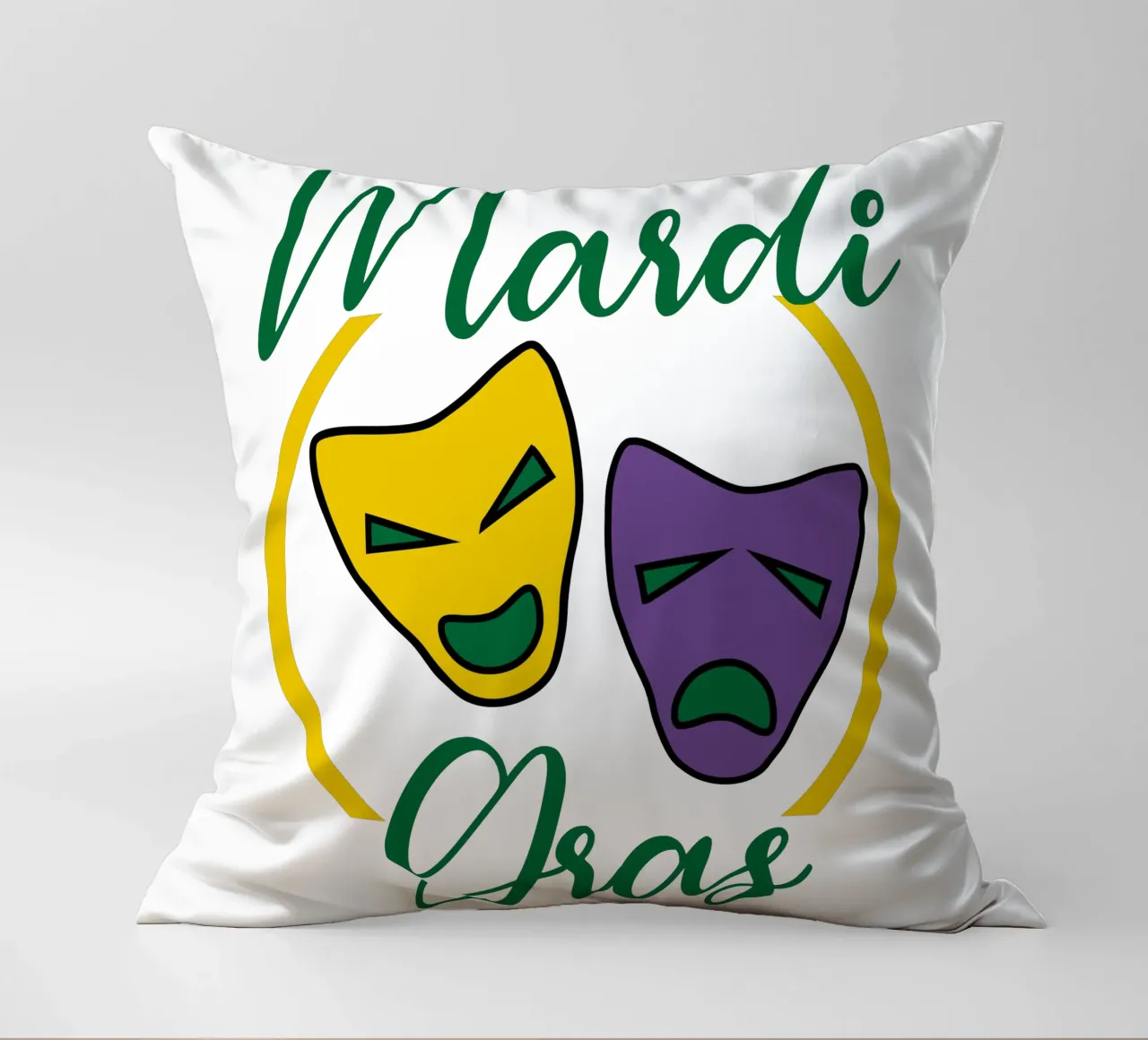 mardigras mask funny art design decorative cushion by onefeelshop